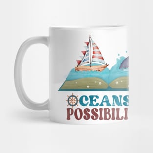 oceans of possibilities whale with book Mug
